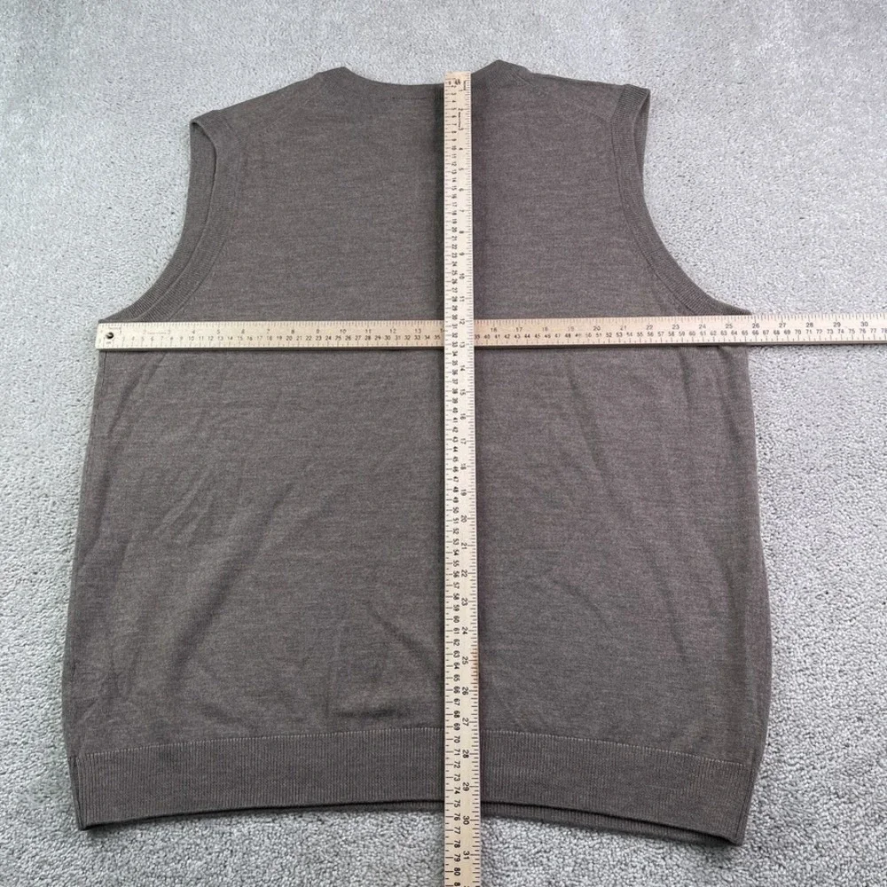 Turnbury Sweater Vest Mens 2XT Tall Brown Extra Fine Merino Wool V Neck Pullover
